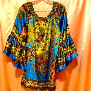 Vibrant ❤️Bohemian ❤️Top ❤️Blouse Blue Green ❤️❤️❤️